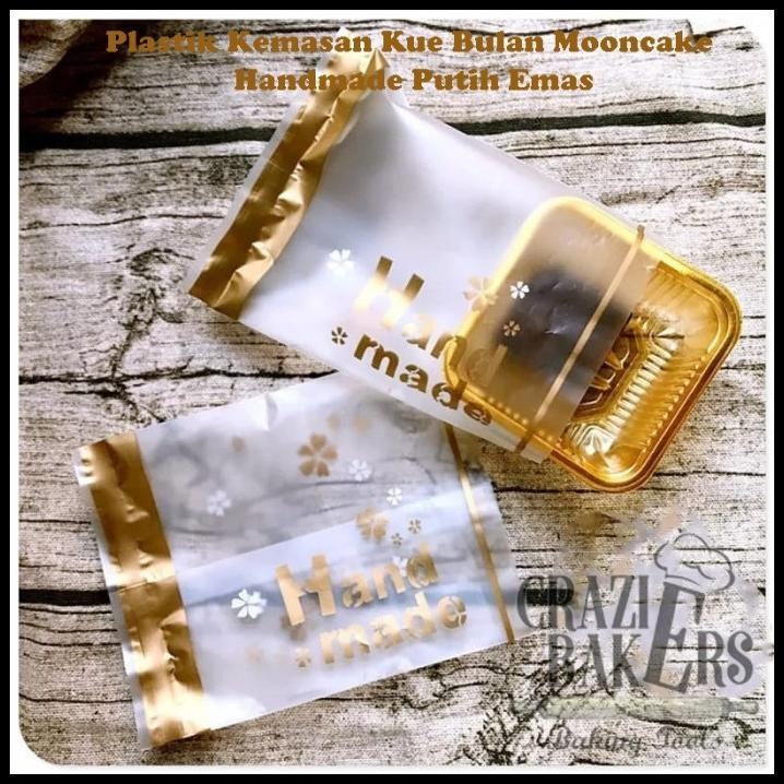 Plastik Kemasan Kue Bulan Mooncake Handmade Putih Emas