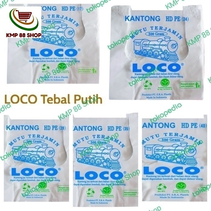 

MURAH Kantong Plastik Kresek Loco Putih TEBAL Uk 17 24 28 35 40 Berat 500 gr