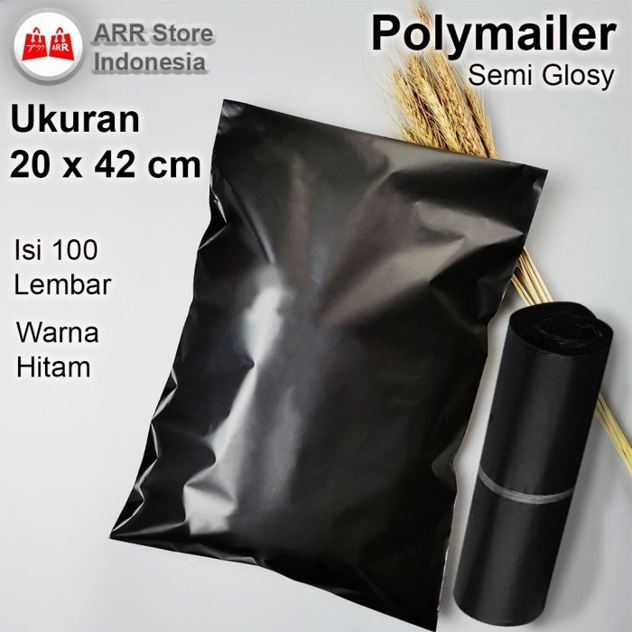 

HRG DISKON Plastik Packing Polymailer EKONOMIS Warna Hitam 20x42 cm Isi 100