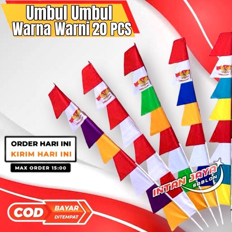 PROMOOO BENDERA UMBUL UMBUL WARNA WARNI ISI 20 PCS (1 KODI) UMBUL UMBUL GARUDA