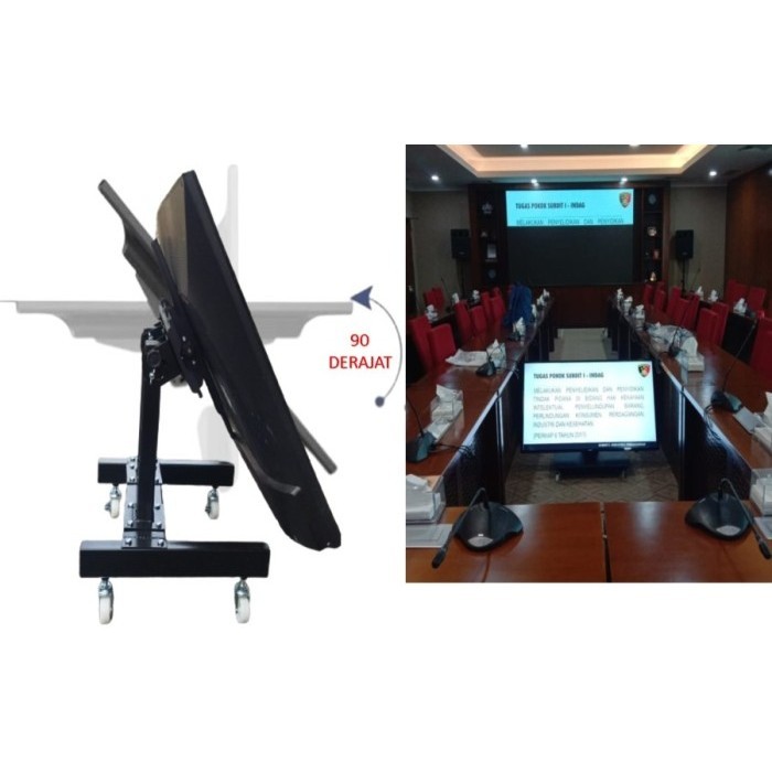 Lin Stand Tv Roda Panggung Bracket Tv Floor Stand 32 - 65 Inch