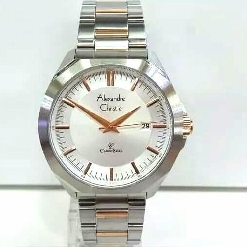 ALEXANDRE CHRISTIE AC8596 AC 8596 SILVER ROSE GOLD JAM TANGAN Pria