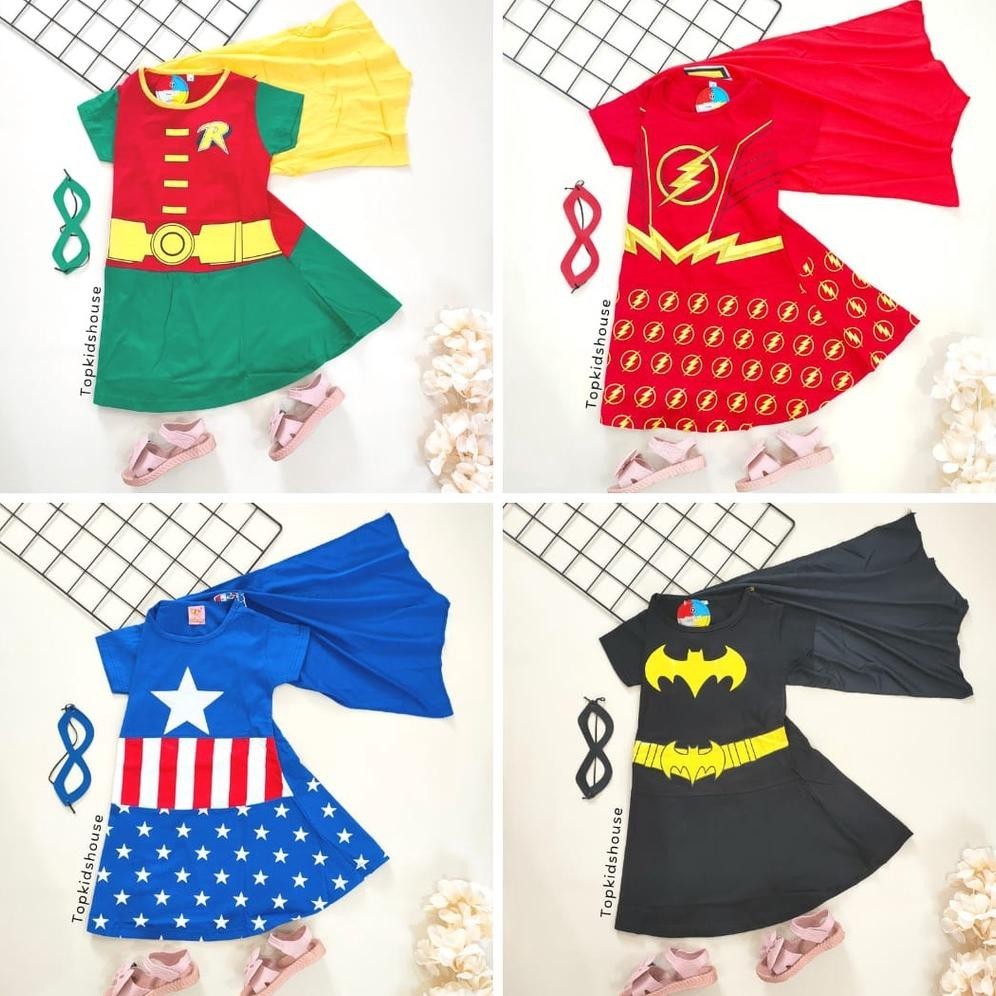 ndl - dress anak perempuan . kostum super hero girl anak sayap . baju superhero anak perempuan