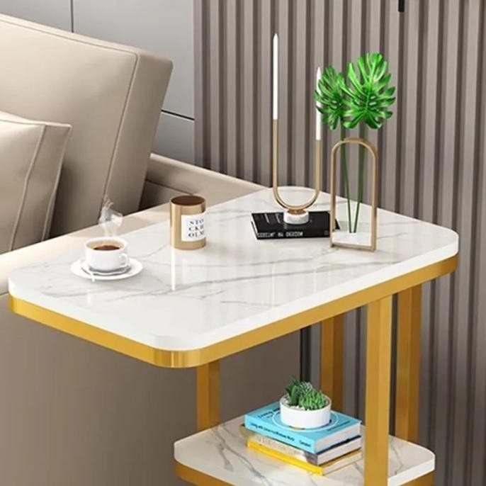 Meja Sofa Side Table Marbel European Style Double Layer