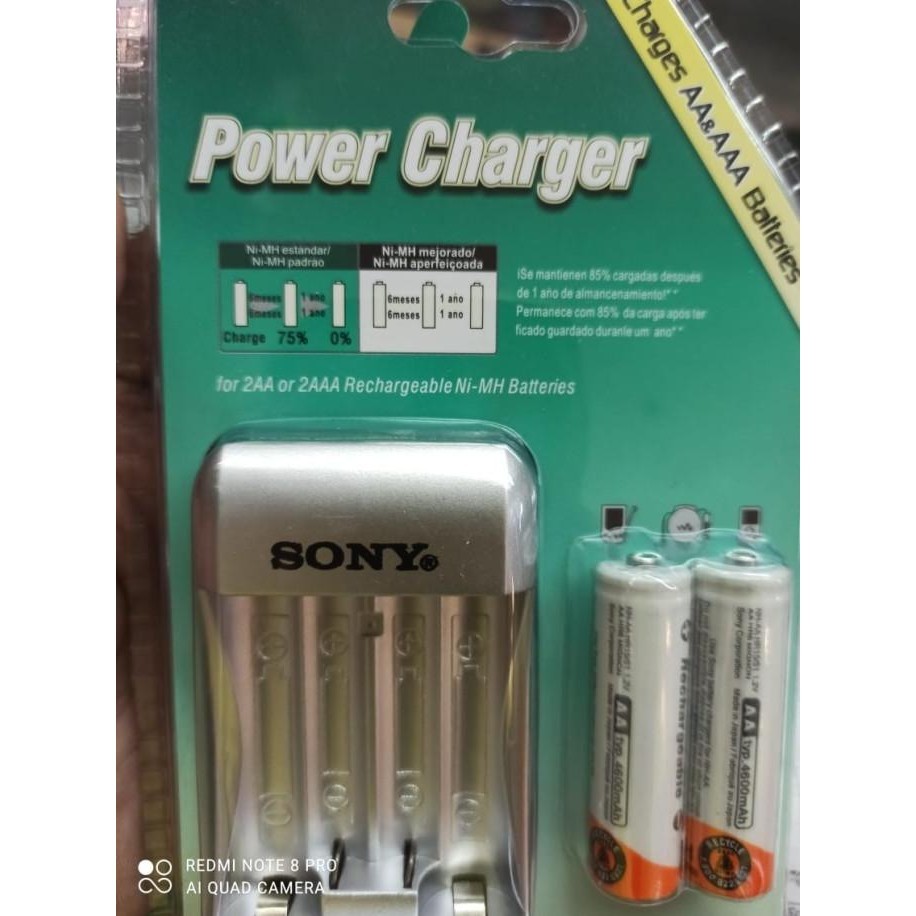 Set Paket Baterai Cas Charge Sony 4600 Mah Aa + Charger Sony