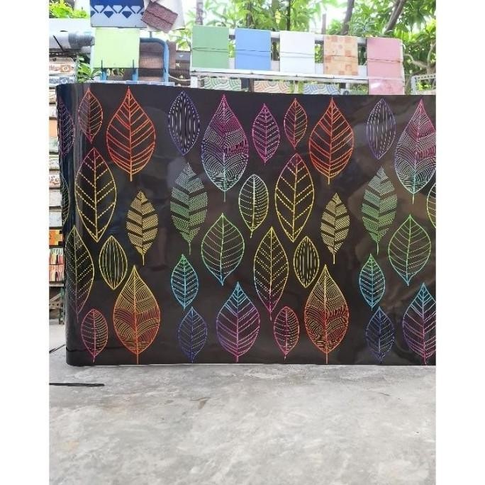 Diamonds Fiber Pagar Motif Daun Hitam, Fiber Plat, Penutup Pagar