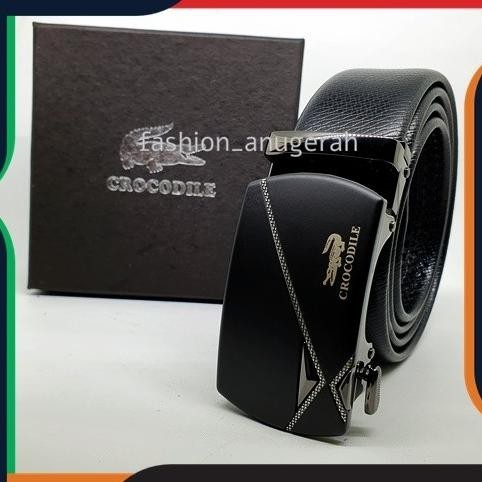 Ikat Pinggang Crocodile Model Rel Sabuk Belt Pria Kulit Asli Leather
