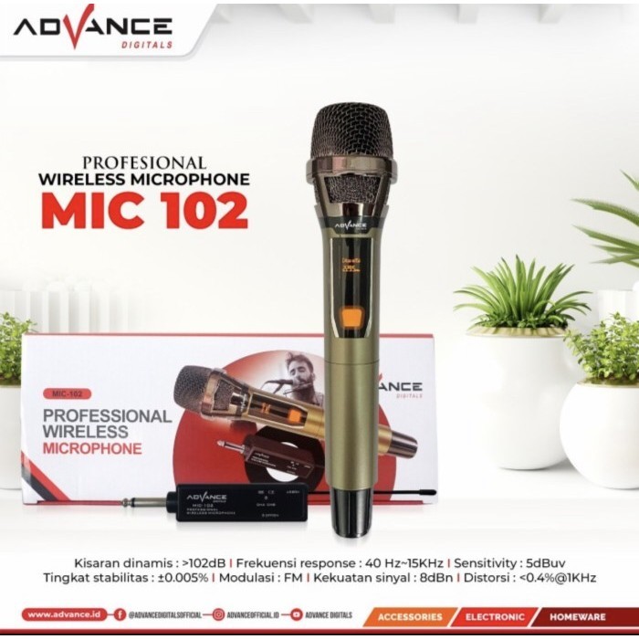Mic-102 Wireless Microphone Mic Advance 102 Bluetooth Original Mic102