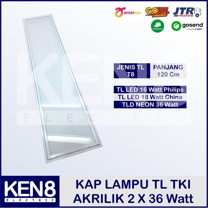 Sukaca - Kap Lampu Tl Tki Akrilik 2 X 36 Watt 2 X 16 Watt 2 X 18 Watt