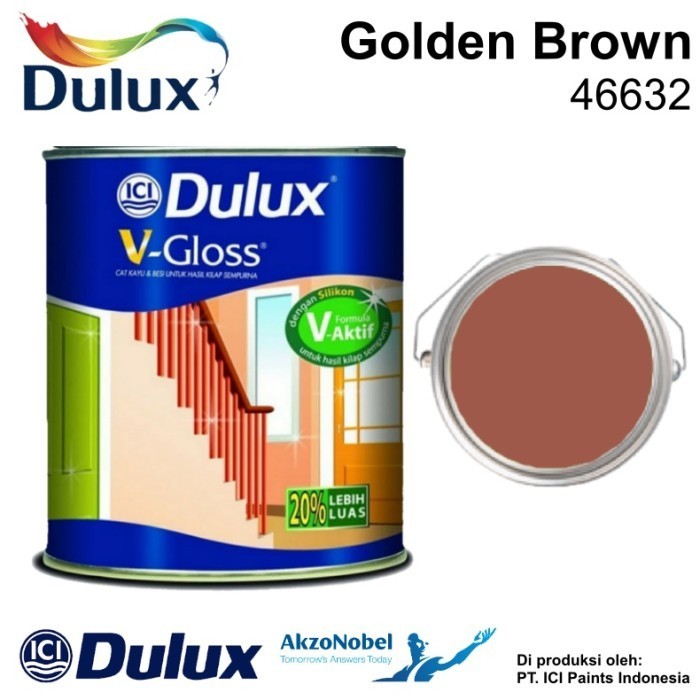 Produk CAT KAYU DAN BESI DULUX V-GLOSS GOLDEN BROWN 46632 - 0.8 LT