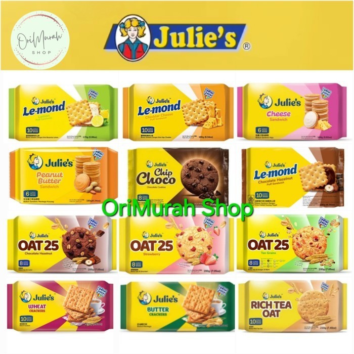 

TERUJI Julies Biskuit Lemond Julie's Biscuit Oat 25 Cheese Choco Peanut Lemon