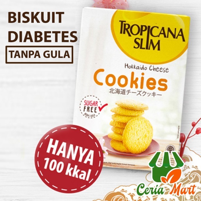 

PRODUK TERBATAS Biskuit Diabetes Tanpa Gula Tropicana Slim Cheese Cookies 100 gr