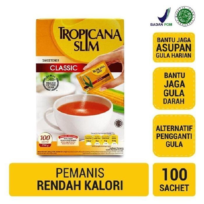 

S41335 SWEETENER TROPICANA SLIM CLASSIC 250GR (100X2.5GR) MAJU BERSAMA (20241222)