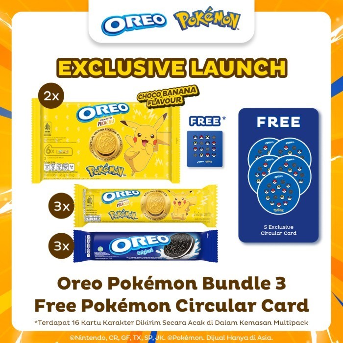 

EKSLUSIF Oreo Pokmon Bundle 3 - Free Pokmon Circular Card