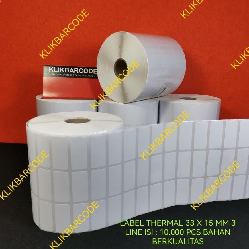 

Io-98 Label Barcode Direct Thermal 33X15 33 X 15 Mm,Isi : 10.000 Pcs, 3Baris Kekinian