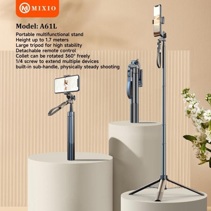 Mixio A61L 170Cm Tongsis Bluetooth Remote Selfie Stick Tripod