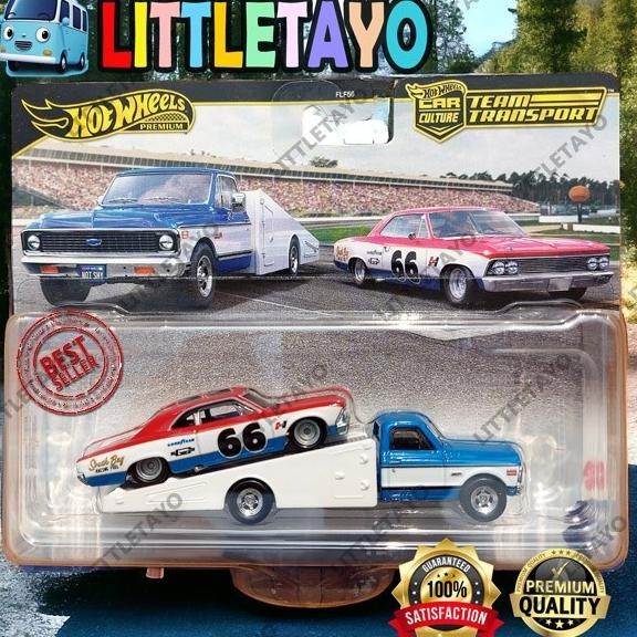 HOTWHEELS TEAM TRANSPORT 66 CHEVELLE 72 CHEVY RAMP TRUCK - MUSCLE TRUCK DEREK TOWING PREMIUM ORIGINA