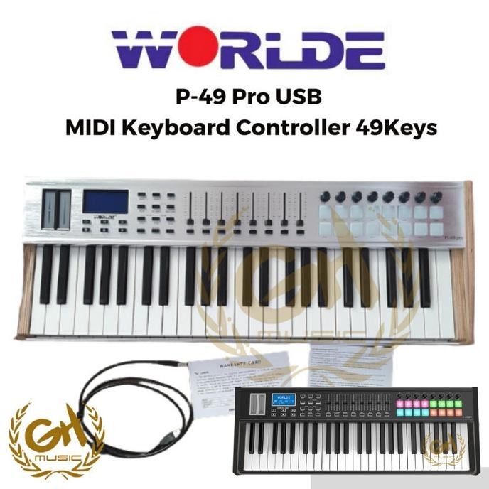 Worlde P-49 Pro Usb Midi Keyboard Controller 49Key