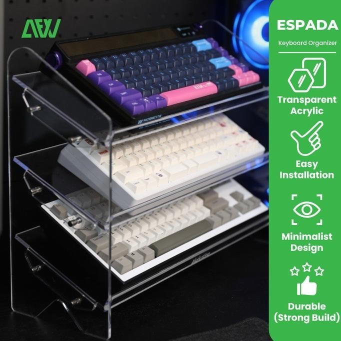 Keyboard Organizer Shelf Keyboard Rak Multi Layer Acrylic Espada