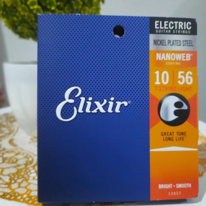 Elixir 12057 Nanoweb Electric Guitar String 010-056 7-String
