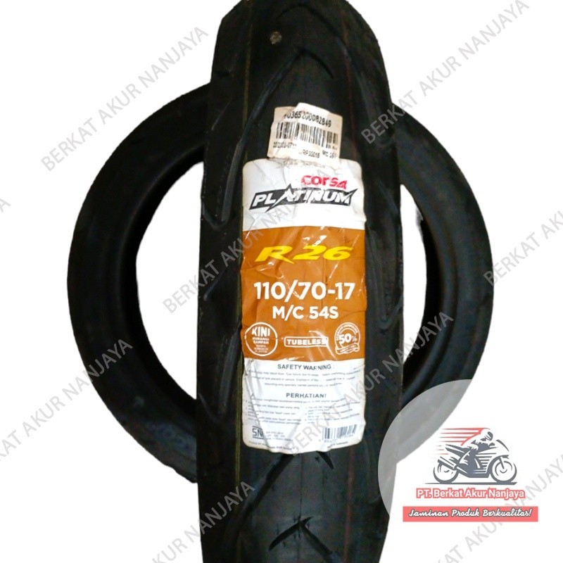 Corsa Platinum R26 110/70-17 Ban Motor Sport Tubeless BONUS Pentil