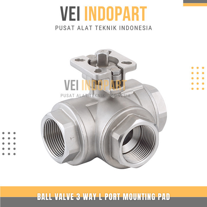 3/4" Stop Kran Ball Valve 3 Way Mounting Pad Actuator Type L Port