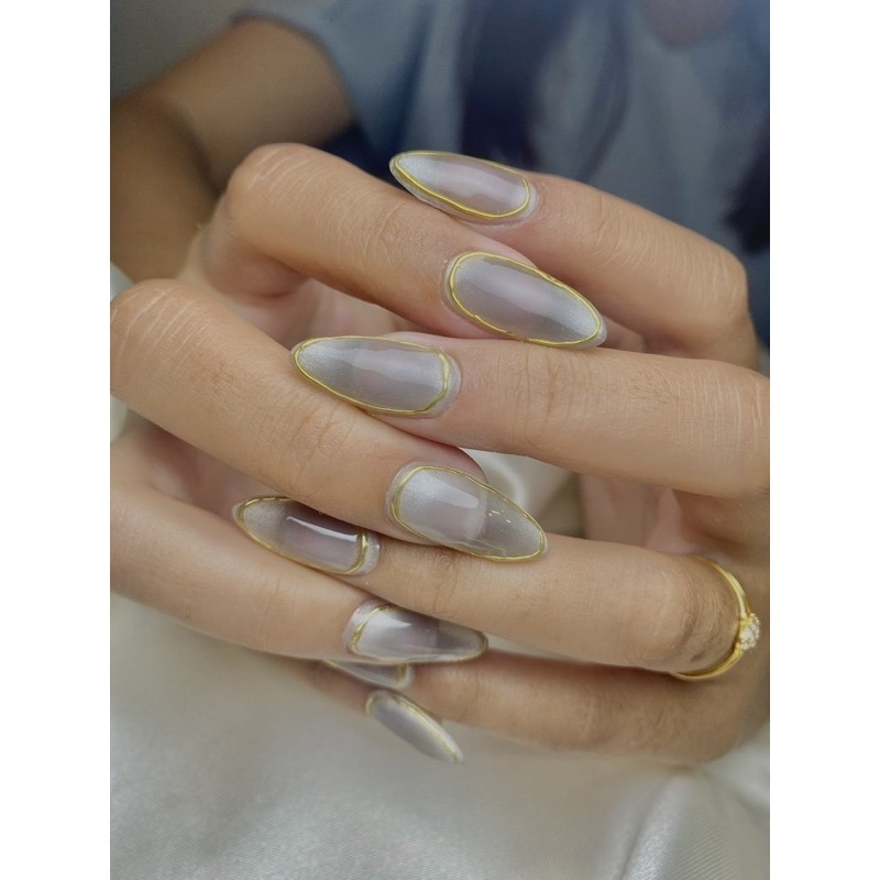 press on cat eye silver chrome gold