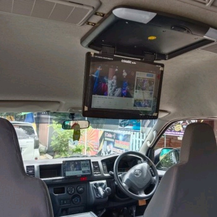 Terbaru Terlaris Tv Plafon Mobil 15Inch Untuk Elf Atau Bus Layar Audio Mobil Promo Ready Stok