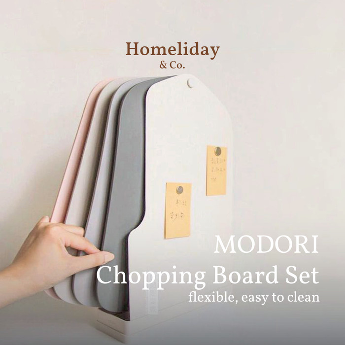 Terbaru Modori - Chopping Board Set & Holder Stand Promo Ready Stok
