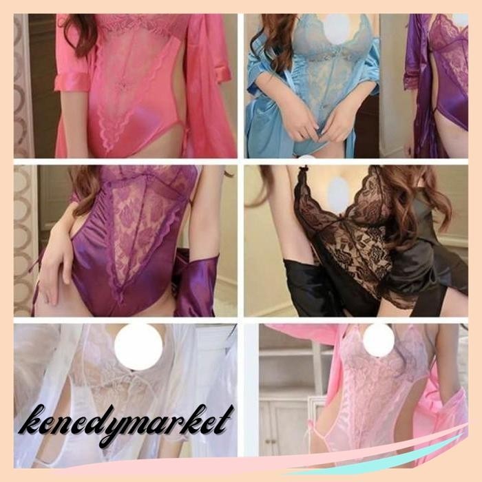 SEXY LINGERIE SET KIMONO LINGERIE BAJU TIDUR PIYAMA WANITA KOSTUM BRA A CANGGIH