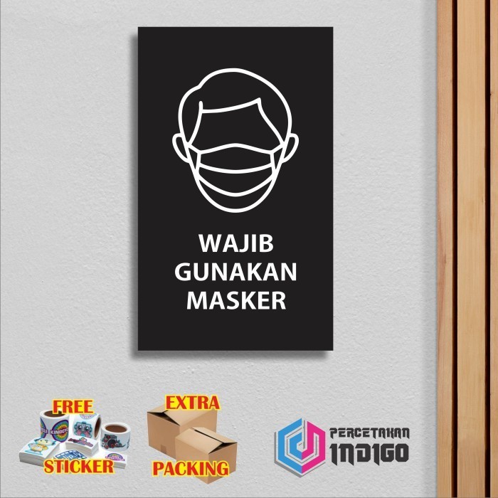 

Promo Papan tanda sign board akrilik 15cmx25cm Wajib masker Keren