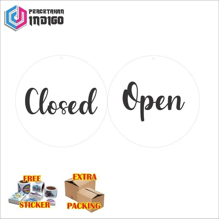 

Grosir papan tanda sign board bulat open closed putih type b Elegan