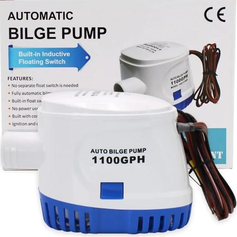 Bisa COD Pompa air Bilge Otomatis Submersibel DC 12 V 24 Volt 1100 GPH pompa sedot kuras air otomati