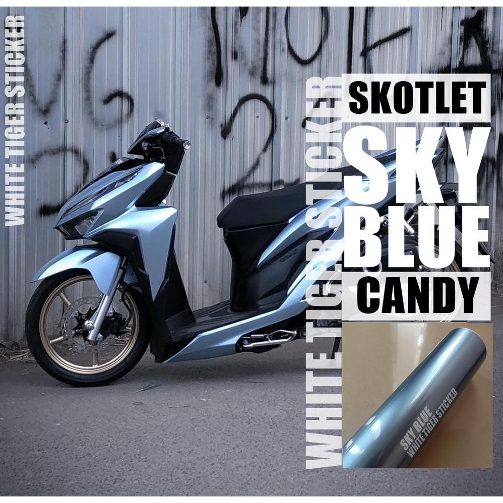LNB-1217 SKOTLET STIKER MOTOR SKY BLUE METALIK CANDY SCOTLITE SKYA BLUE METALIK CANDY SKOTLET BIRU M