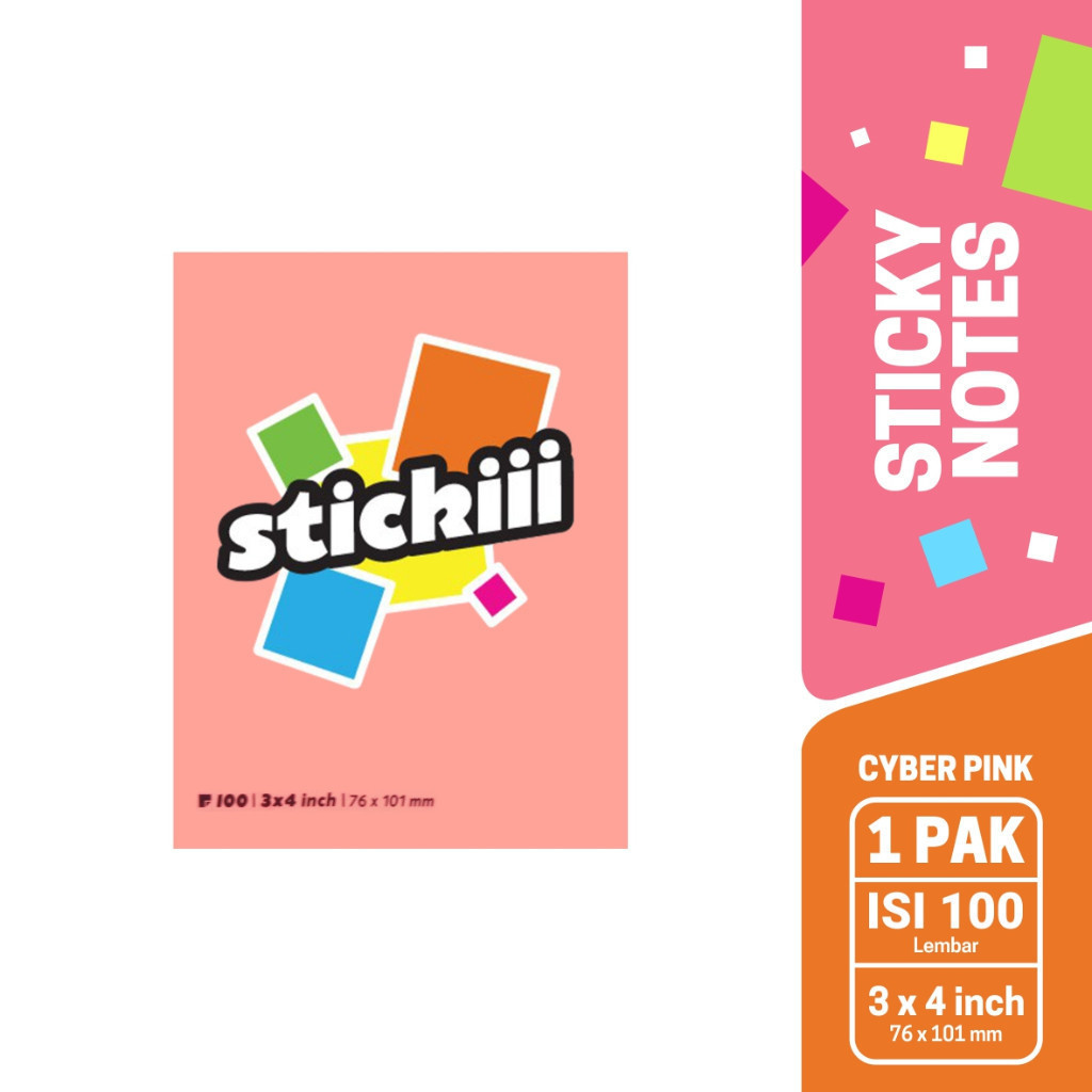 

[Pelangi Stationery] Stickii Sticky Notes Cyber Pink - STI SNTIT 342 S