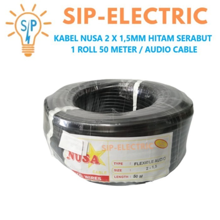 Kabel Nusa Nyyhy 2X1.5 Mm Hitam 1 Roll 50 Mtr / Nusa Nyyhy 2X1,5Mm