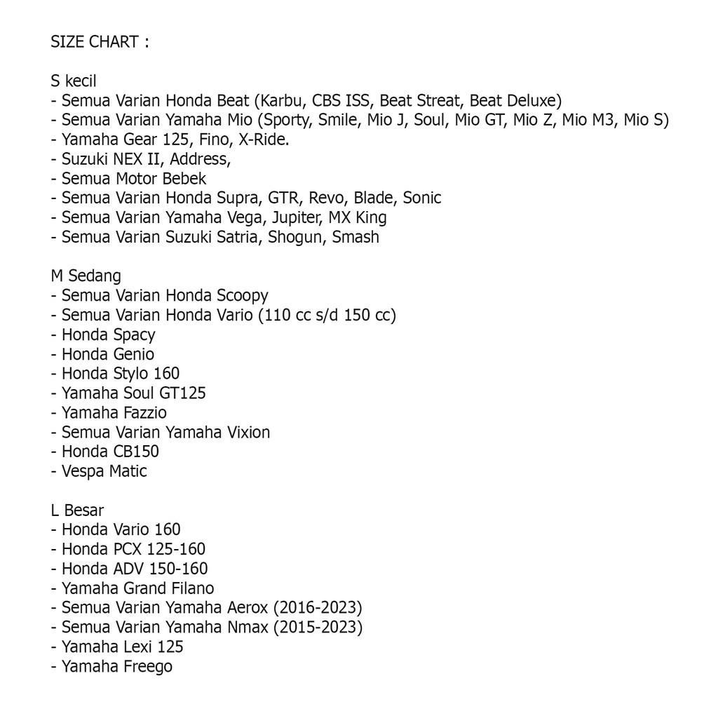 SARUNG JOK MOTOR / COVER JOK MOTOR / SARUNG JOK MOTOR UNIVERSAL / COVER JOK MOTOR UNIVERSAL / COVER