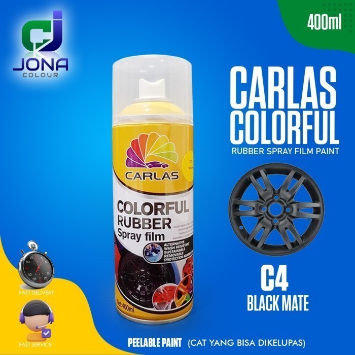 Carlas Rubber Paint C4 Black Doff - Cat Semprot Karet Carlas 400Ml