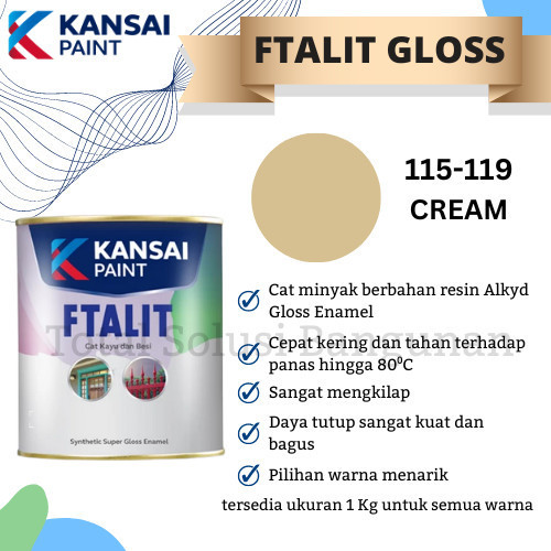 Cat Besi Dan Kayu Ftalit Gloss 1Kg Cream / Cream Doff - 119 / 548