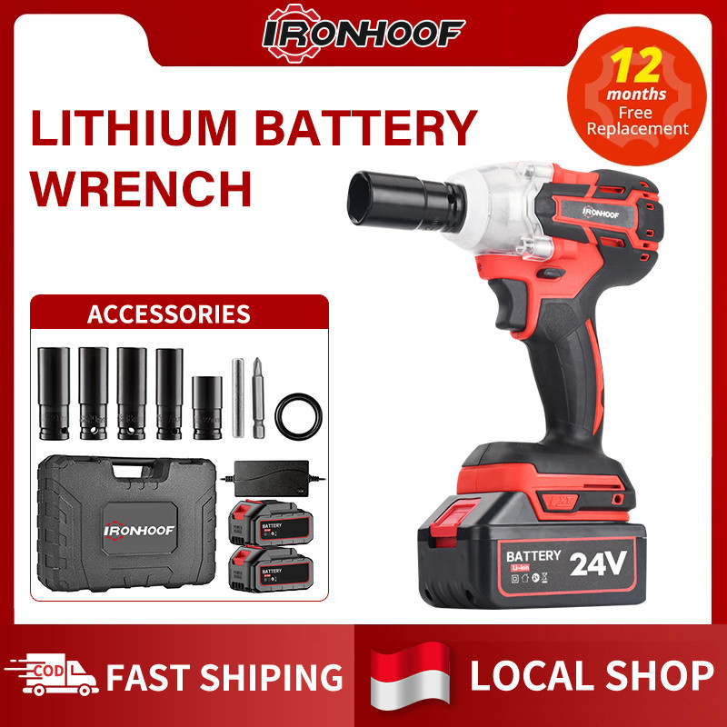 Original Ironhoof Impact Wrench Mesin Bor Cordless Pembuka Baut Baterai Electric Impact Wrench
