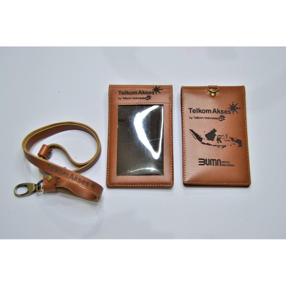 

dw-45 ID Card Name Tag Holder Lanyard Kulit Logo Telkom Akses Viral