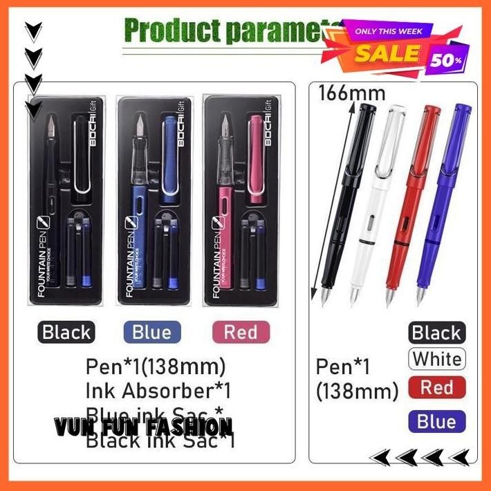 

SET FOUNTAIN PEN PENA TINTA 0.38MM/0.5MM POSTUR YANG BENAR PULPEN PENA TINTA FOUNTAIN INK PEN UNTUK BERLATIH KALIGRAFI GRATIS ONGKIR BY VUNFUNFASHION