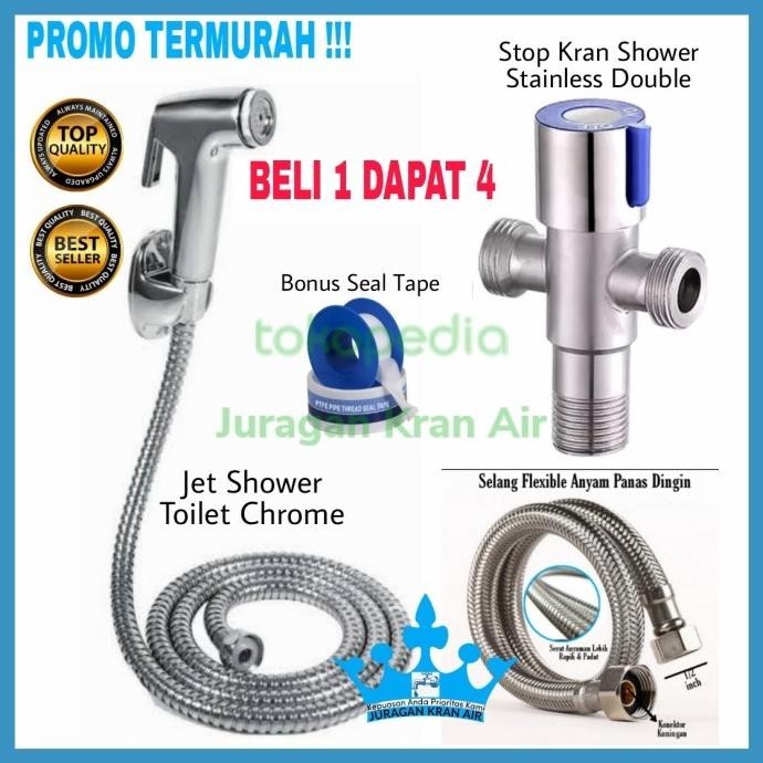 Jet Shower Toilet Closet Stop Kran Cabang Selang Kloset Stainless