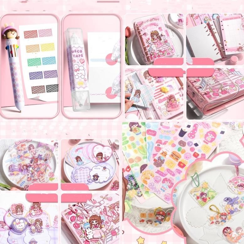 

2er-54 cute diary set djournal book buku jurnal anak dengan diy sticker hadiah tahun baru Original