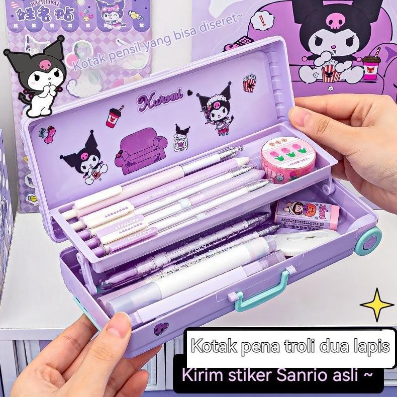 

Of14 CODKotak Alat Tulis Berbentuk Kotak Troli Lucu dengan Stiker Sanrio Lapisan Ganda Kotak Pensil Plastik Kapasitas Besar Hadiah Alat Tulis Siswa Original