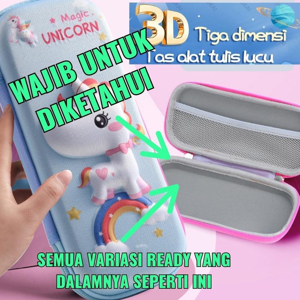 

d-54 ITBEL - 3D Tempat Pensil Kotak Anak Kotak Pensil 3D Timbul Motif Kartun Lucu Koker Alat Tulis Sekolah Karakter Tempat Pulpen Resleting Import Premium