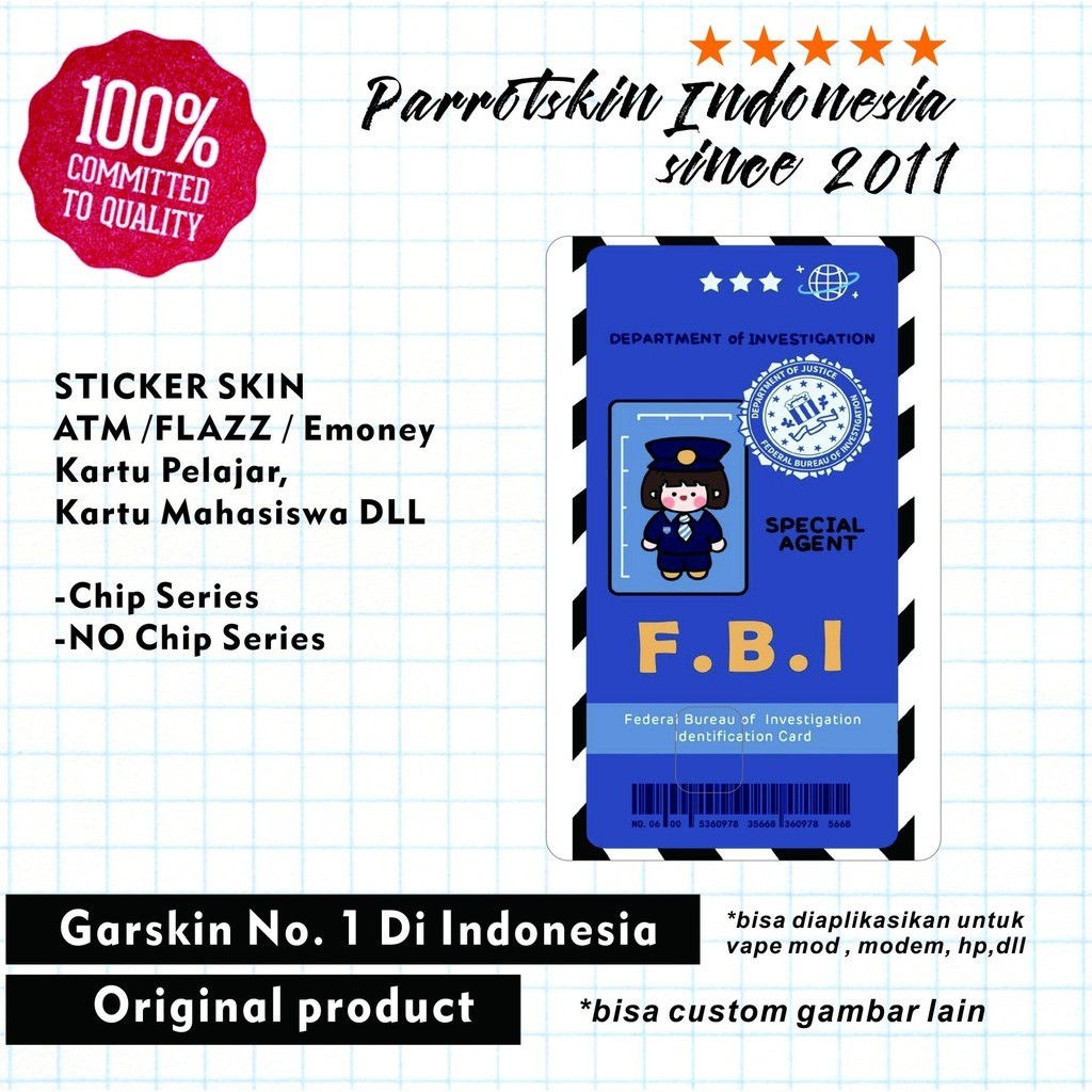 

Sticker Skin Card ATM Debit Credit Emoney Flazz FBI card funny Evvarisk Garskin