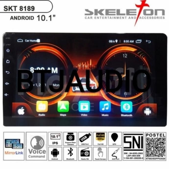 HEAD UNIT TAPE MOBIL DOUBLE DIN SKELETON ANDROID OS 9.0 LAYAR 10 INCH HEMAT