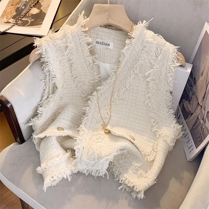 Rompi Pendek Tanpa Lengan Temperamen Wanita, Mantel Tanpa Lengan