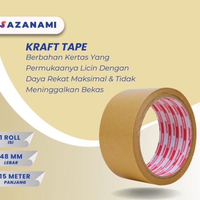 

KRAFT Lakban kertas Masking Tape 2" Inch x 15m sazanami Tape tachimita saz4 Ayo Order